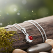 Pear Cubic Zirconia Pendant with Ladybug