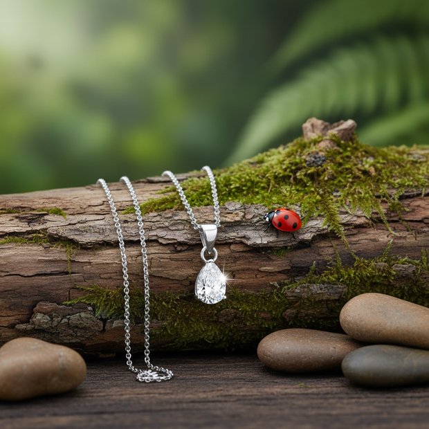 Pear Cubic Zirconia Pendant with Realistic Sparkle