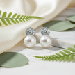 Pearl and CZ Cluster Earrings - Variation