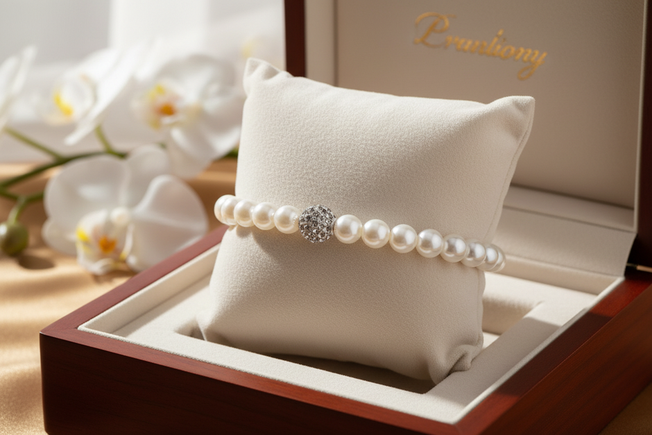 Pearl bracelet on elegant background