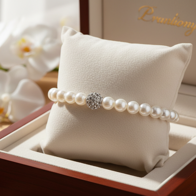 Pearl bracelet on elegant background