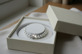 Pearl bracelet with sparkling crystal studs