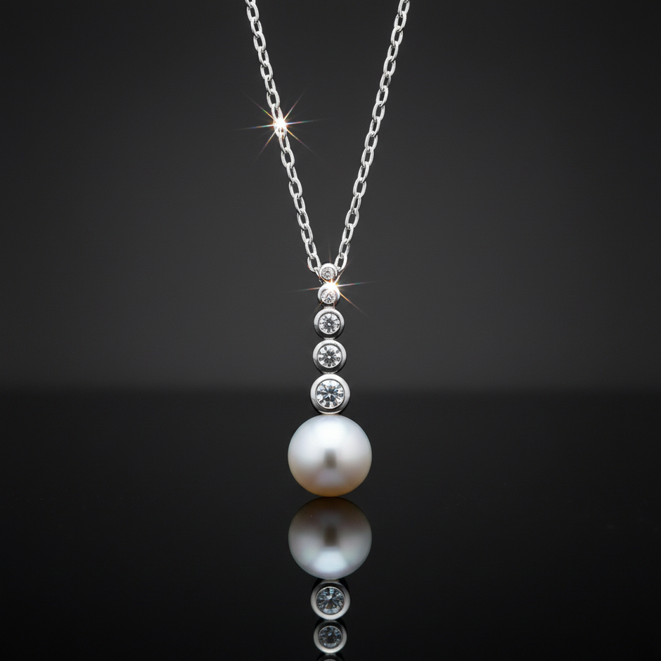 Pearl & CZ Pendant – V1 Clean