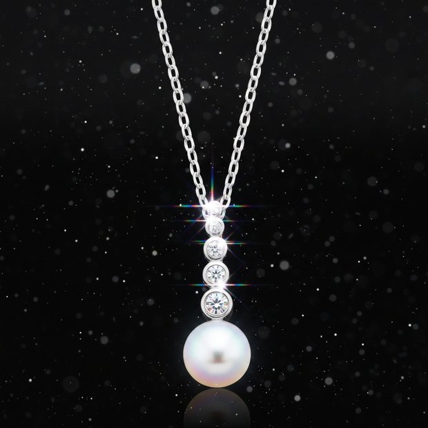 Pearl & CZ Pendant – V2 Silver Dust
