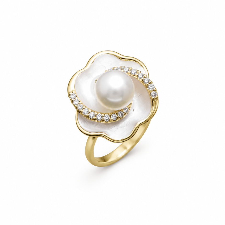 14ct Gold Titanium 7mm Freshwater Ring
