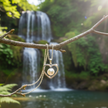 Pearl Heart Pendant Hanging from Branch with Waterfall