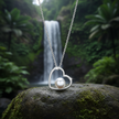 Pearl Heart Pendant on Rock with Low Lighting