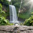 Pearl Heart Pendant on Rock with Waterfall - Alternative View