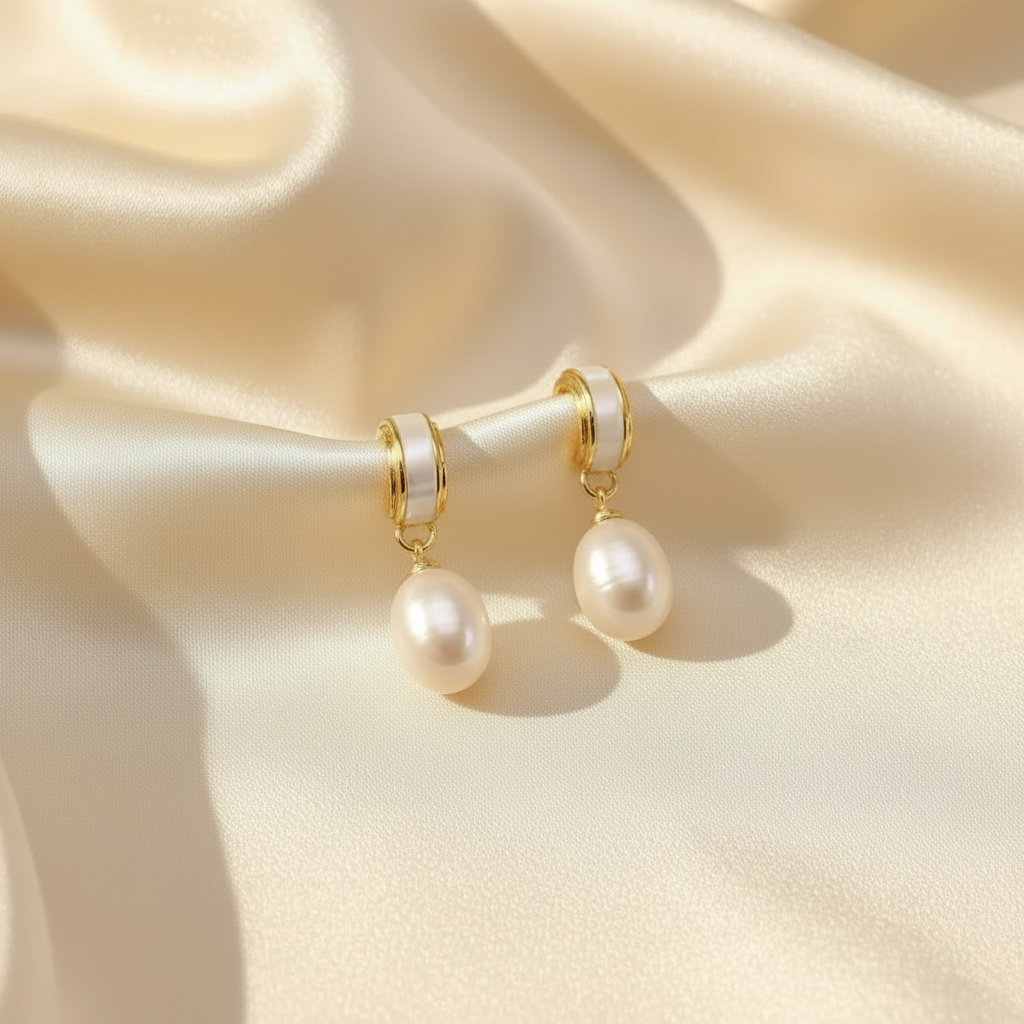 Pearl Hoop Earrings Only on Satin