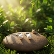 Pearl Hoop Earrings with Lizard on Rock