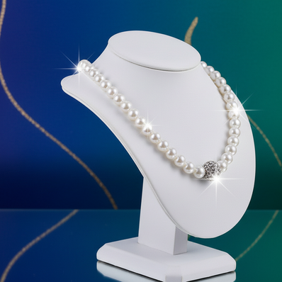 Pearl necklace on vibrant elegant background