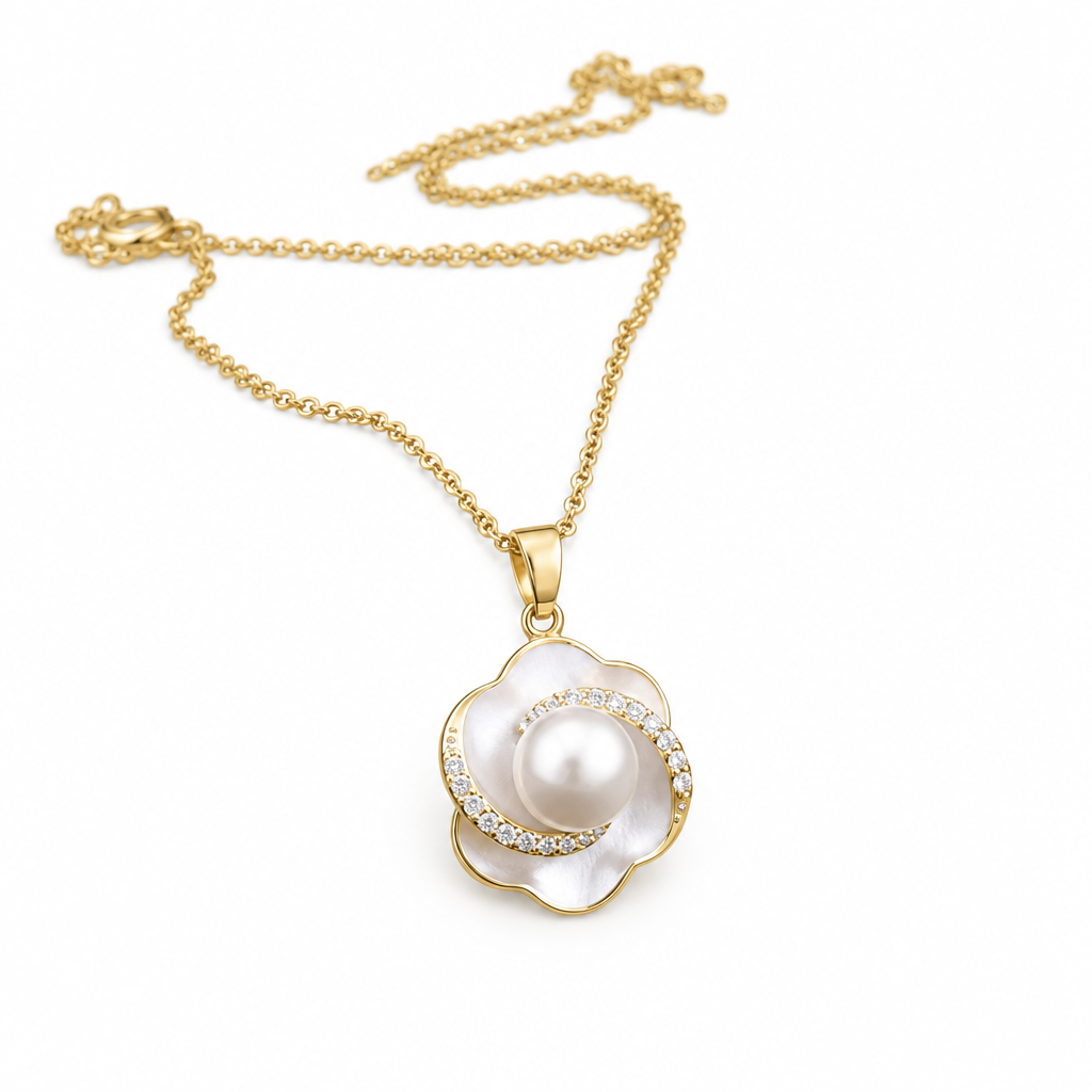 14ct Gold Titanium 7mm Freshwater Pendant Necklace