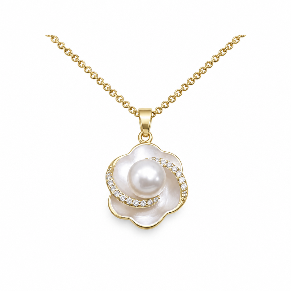 14ct Gold Titanium 7mm Freshwater Pendant Necklace