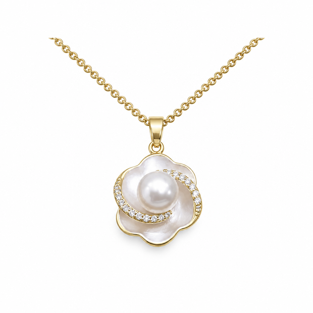 14ct Gold Titanium 7mm Freshwater Pendant Necklace