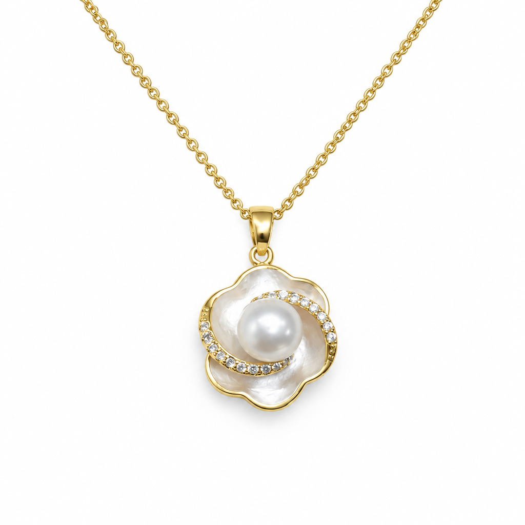 14ct Gold Titanium 7mm Freshwater Pendant Necklace