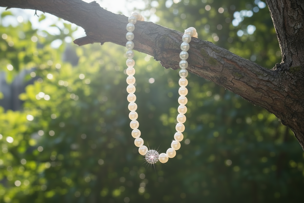 Pearl necklace with ambient lighting no sun