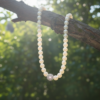 Pearl necklace with ambient lighting no sun
