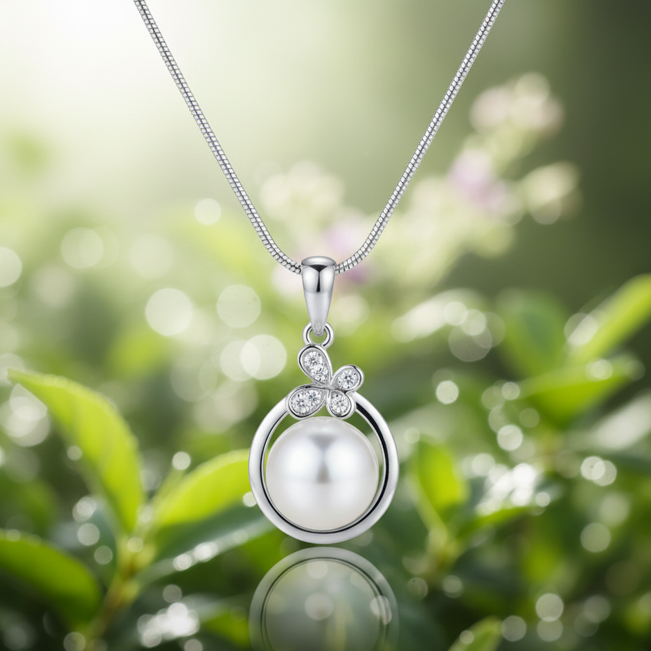 Pearl Pendant Necklace with Natural Background