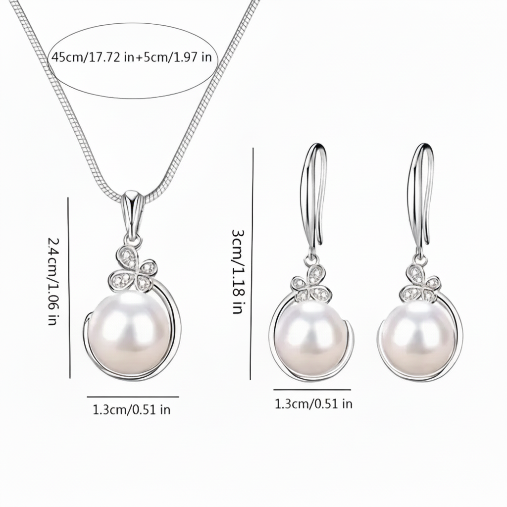 Pearl Set with Snake Chain - Measurement Diagram