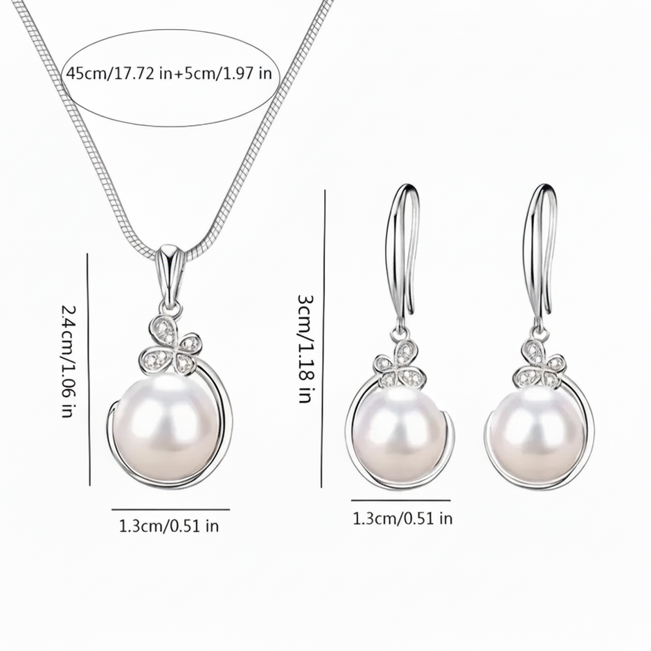 Pearl Set with Snake Chain - Measurement Diagram