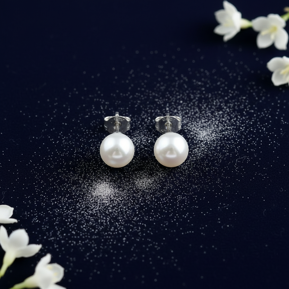 Pearl Stud Earrings V3 Dust + Floral
