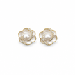 14ct Gold Titanium 5mm Freshwater Pearl Flower Stud Earrings