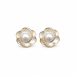 14ct Gold Titanium 5mm Freshwater Pearl Flower Stud Earrings