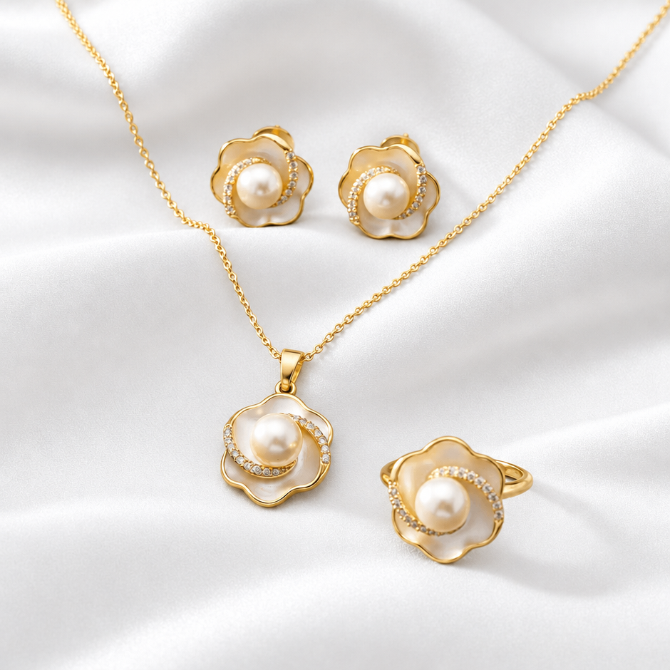 14ct Gold Titanium Pearl Swirl Collection