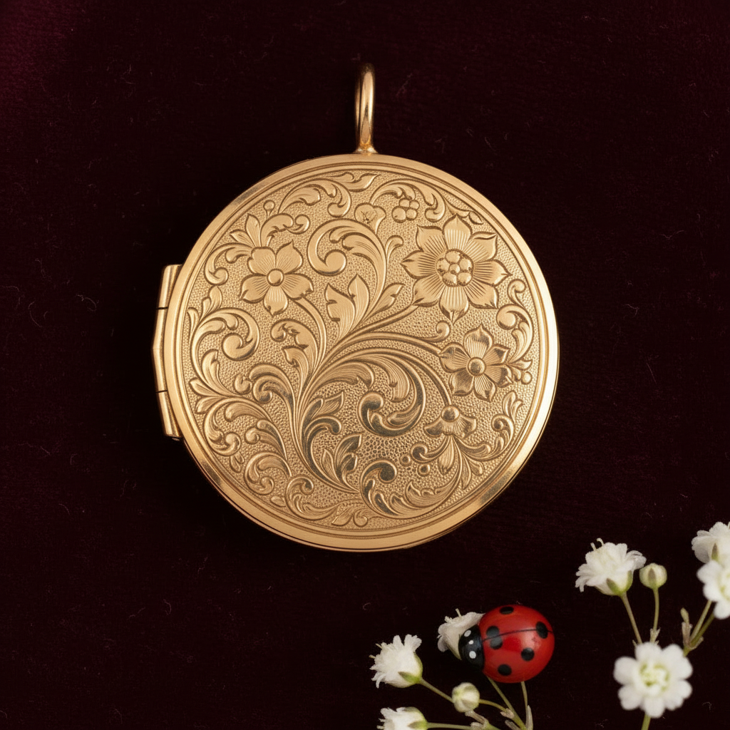 Pendant 1 with Baby's Breath and Ladybug
