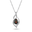 925 Sterling Silver Black Opal Twisted Pendant Necklace