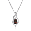 925 Sterling Silver Black Opal Twisted Pendant Necklace