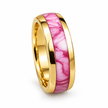 18ct Gold Titanium 8mm Pink Marble Ring