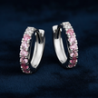 Pink CZ Silver Huggie Earrings — V1 Clean