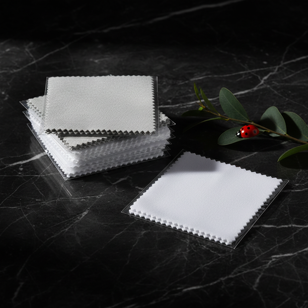 Polishing Cloths — Dark Marble with Greenery & Ladybug