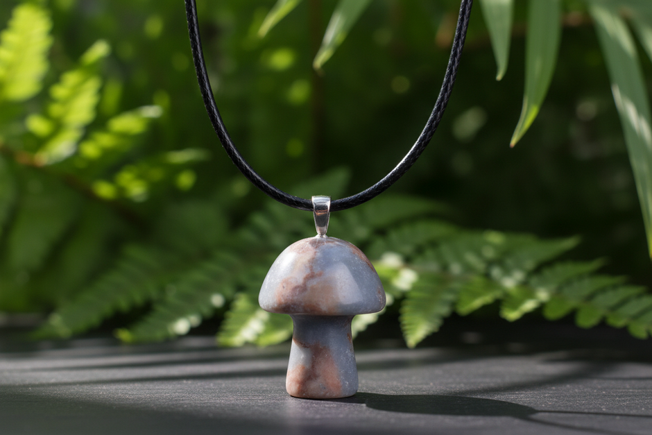 Poppy Jasper Mushroom Pendant – Greenery