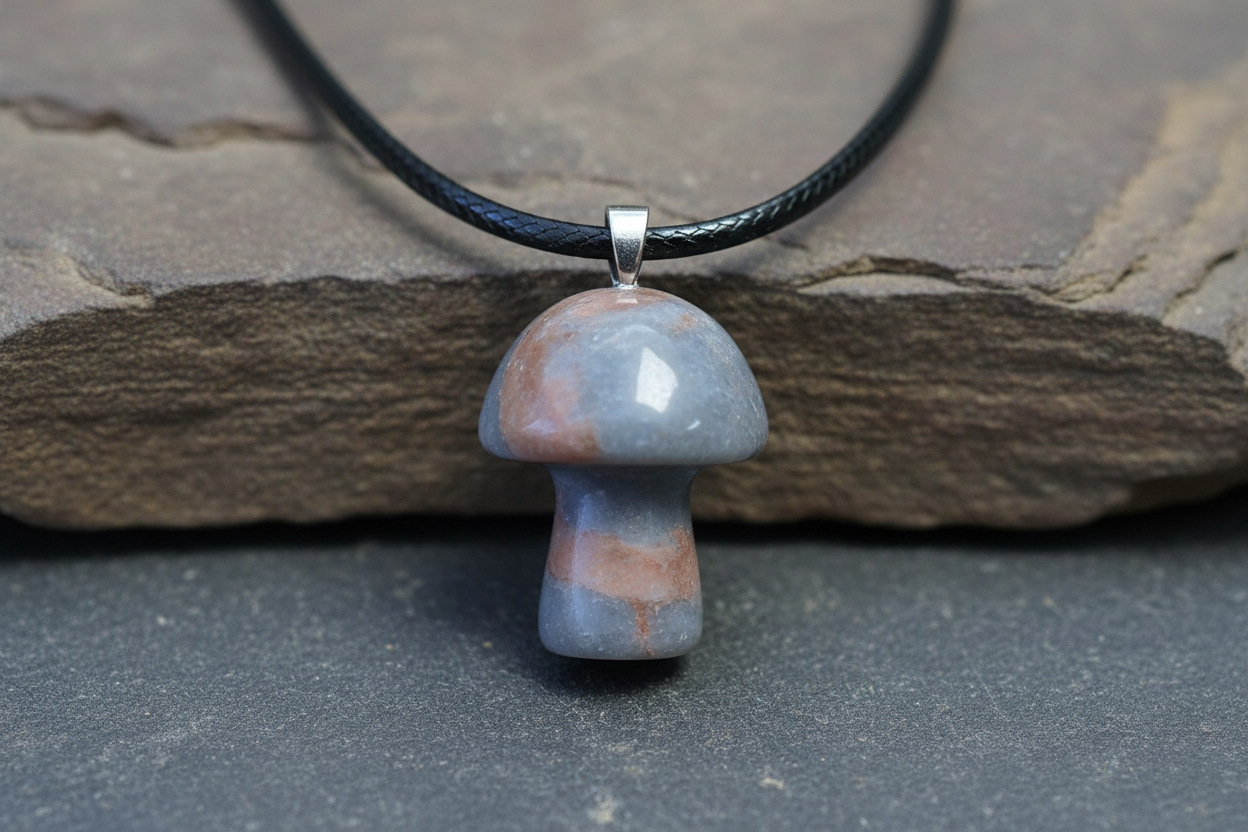 Poppy Jasper Mushroom Pendant – Rock Surface