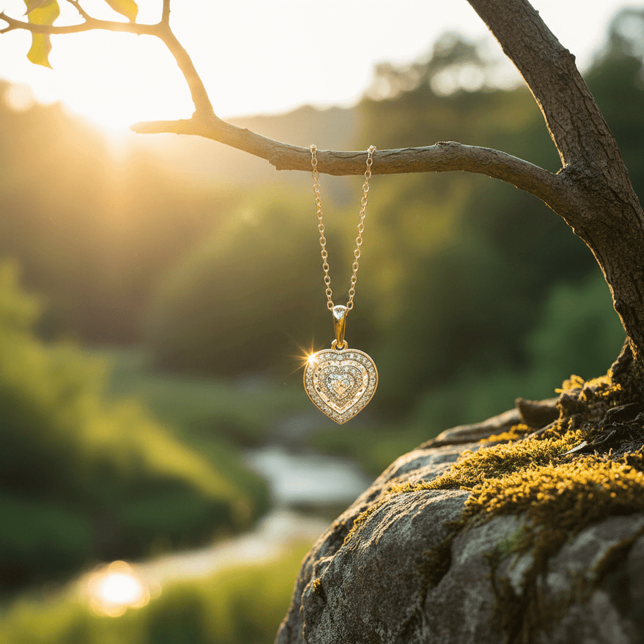 Radiant Rose Gold Diamond Heart Pendant Necklace - DP Online