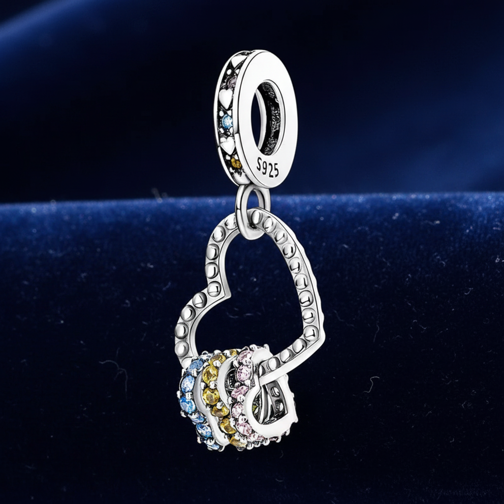 Rainbow Heart Charm — Navy Velvet Hero