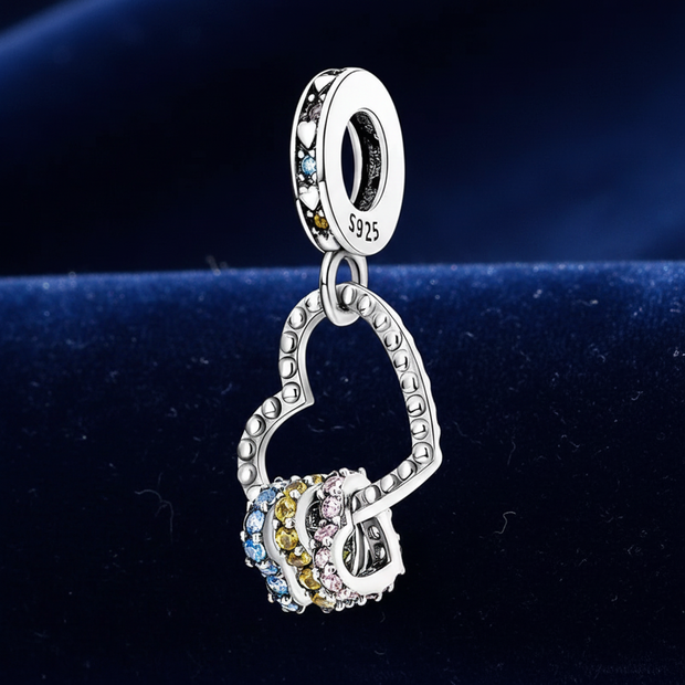 Rainbow Heart Charm — Navy Velvet Hero