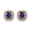 18ct Rose Gold 1ct Square Rainbow Moissanite Stud Earrings