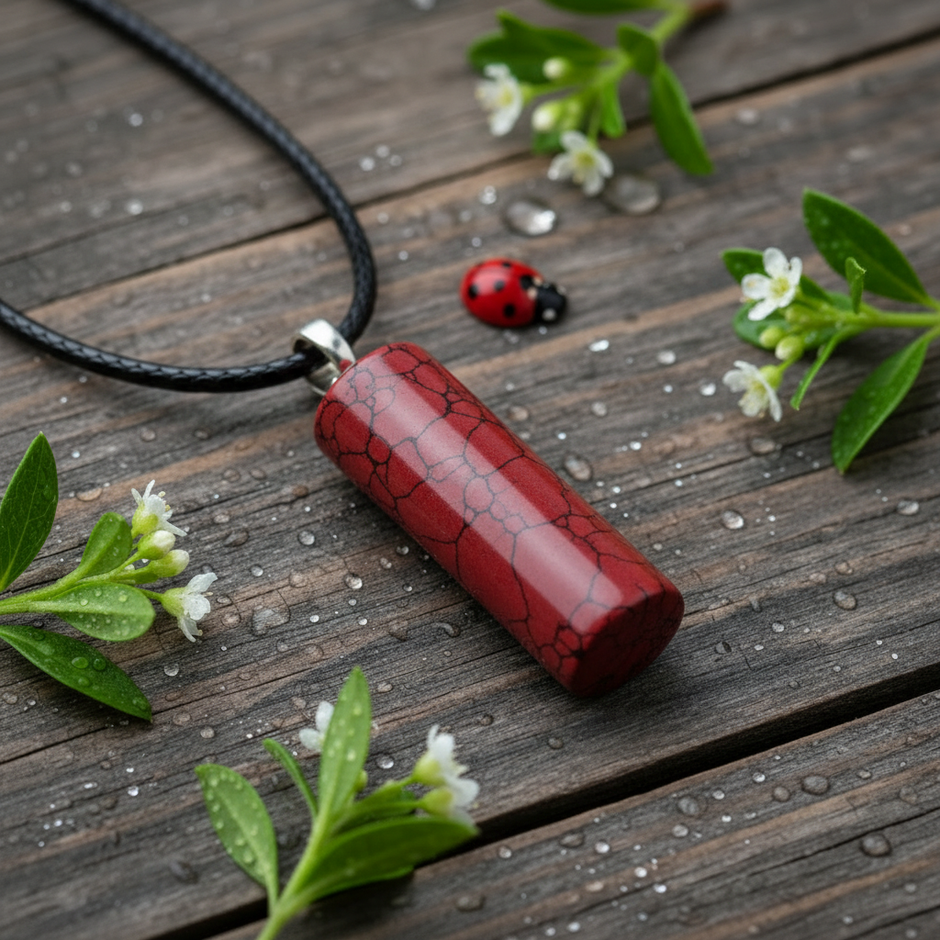 Red Howlite Cylinder Pendant