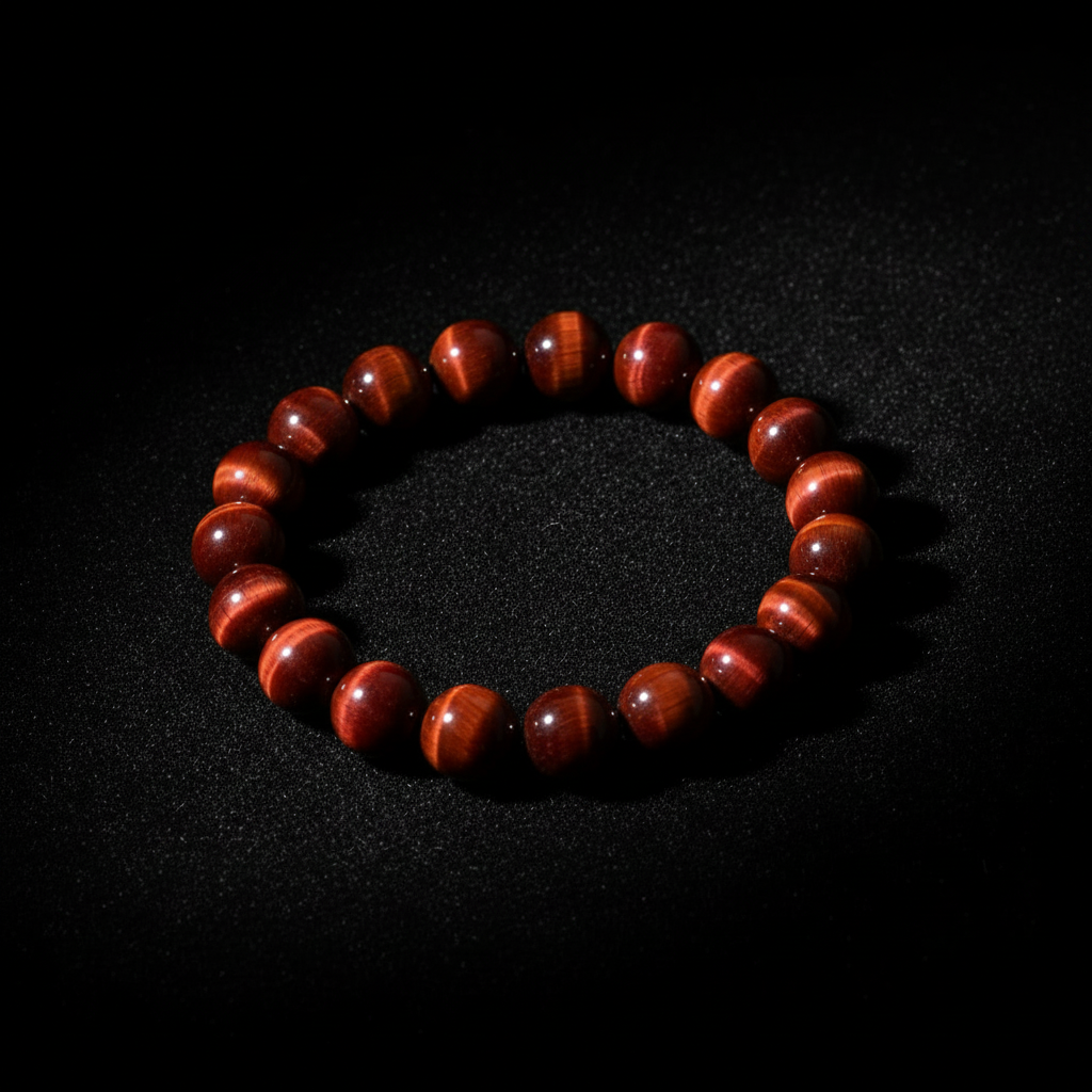 Red Tiger's Eye Angled on Black Velvet