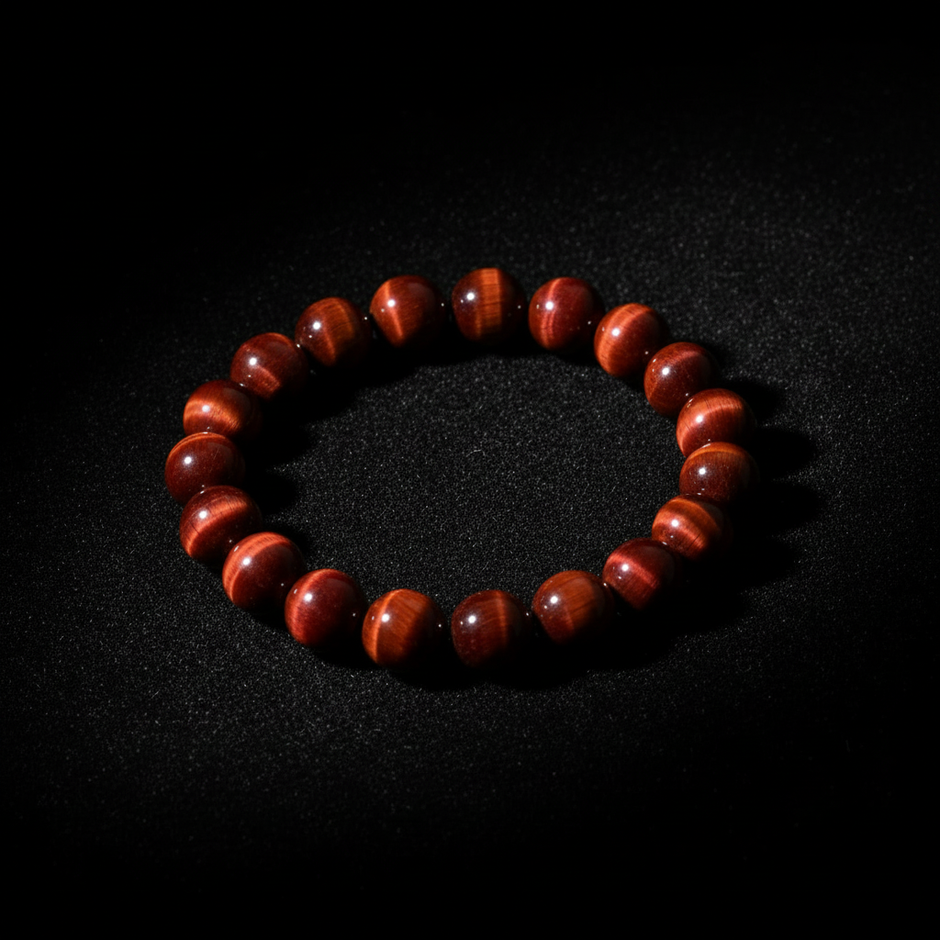 Red Tiger's Eye Angled on Black Velvet