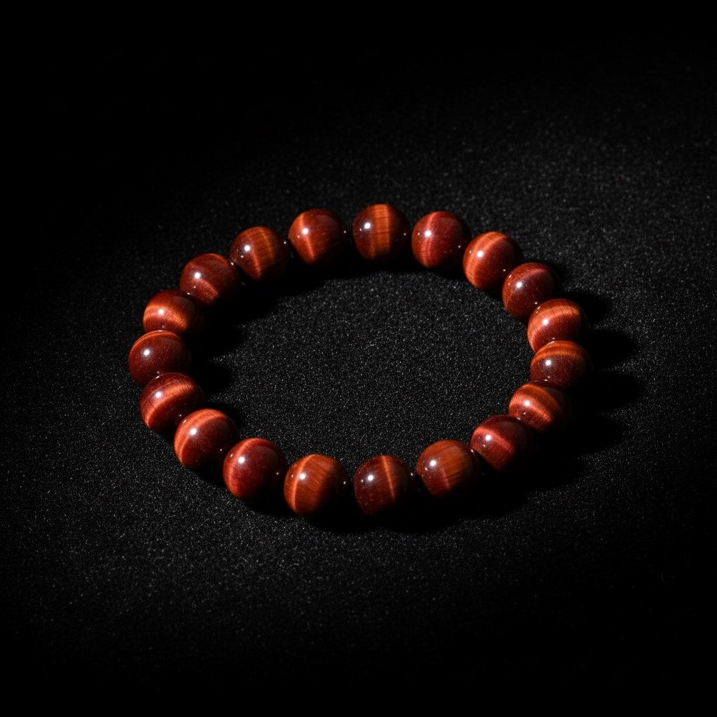 Red Tiger's Eye Overhead on Black Velvet