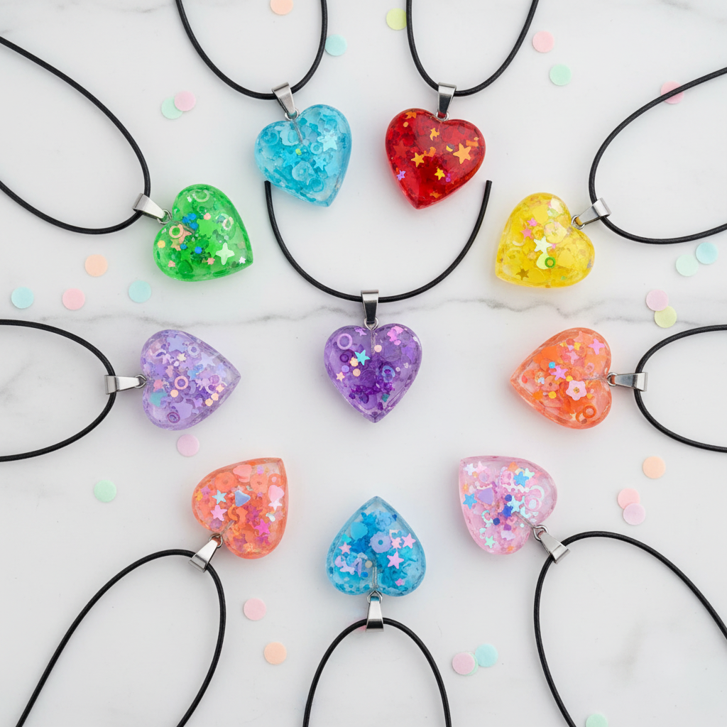 Resin Hearts - All Colours on Black Cord
