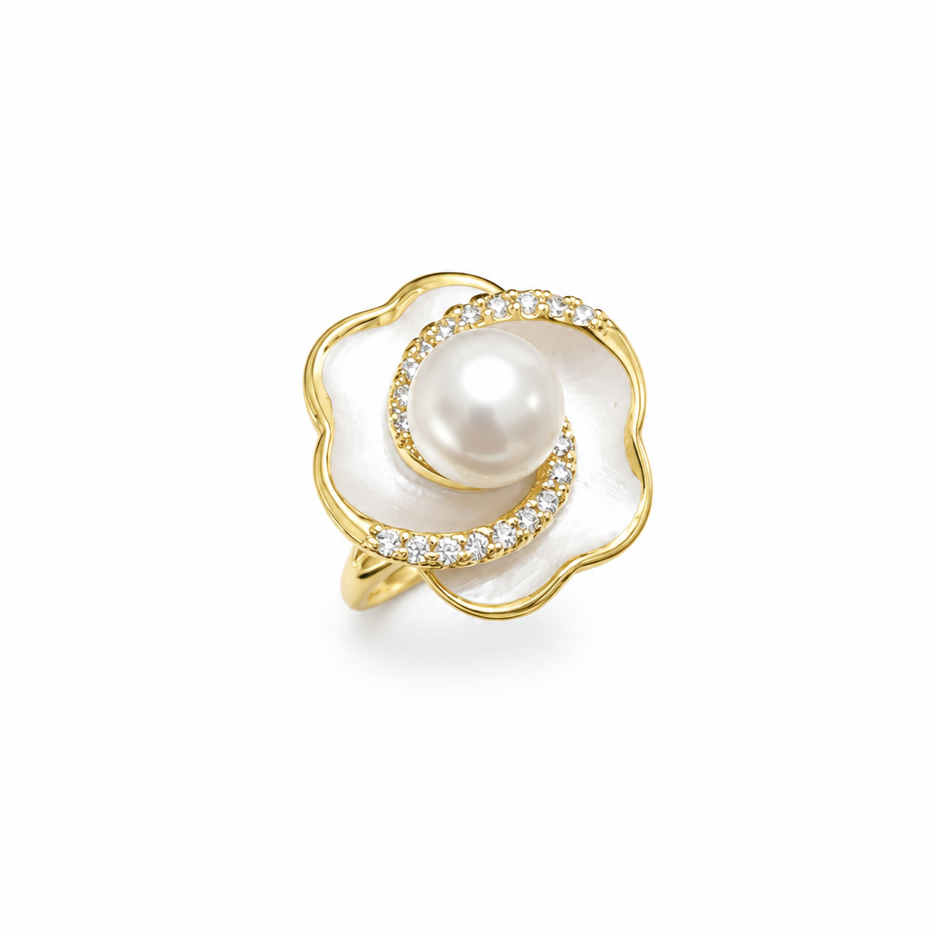 14ct Gold Titanium 7mm Freshwater Ring
