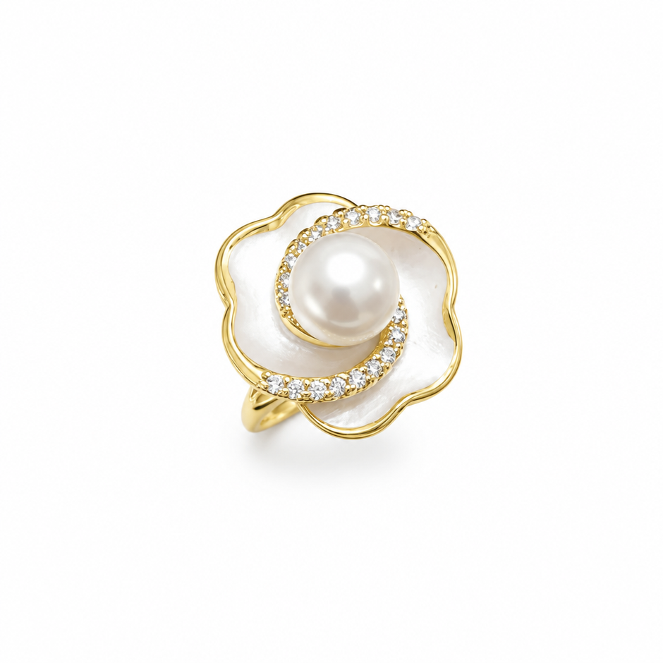 14ct Gold Titanium 7mm Freshwater Ring