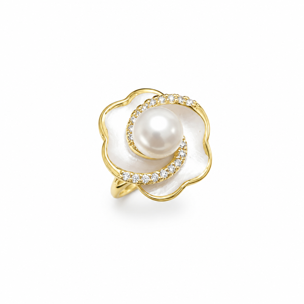 14ct Gold Titanium 7mm Freshwater Ring