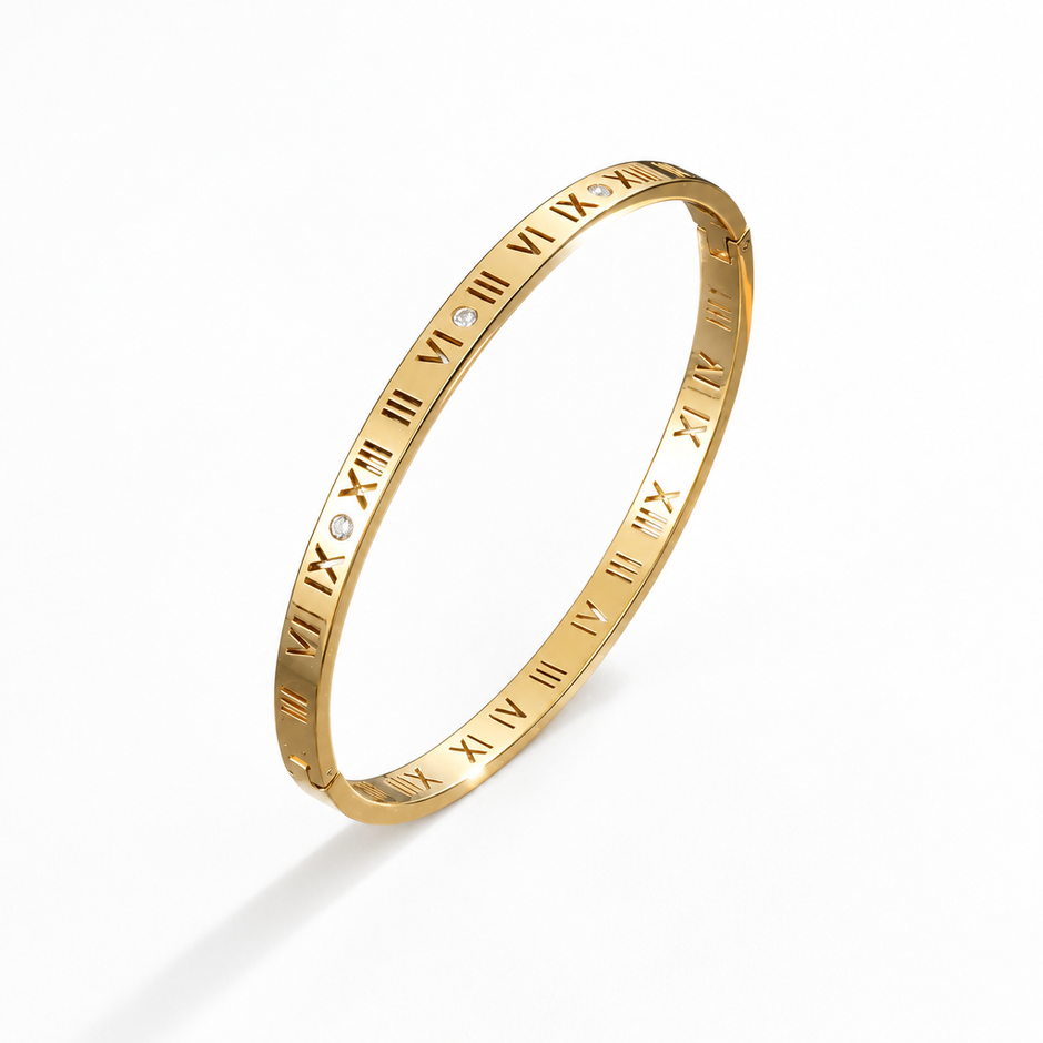 14ct Gold Titanium Roman Numeral Bracelet