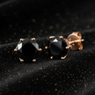 Rose Gold Black Moissanite Stud Earrings - V2